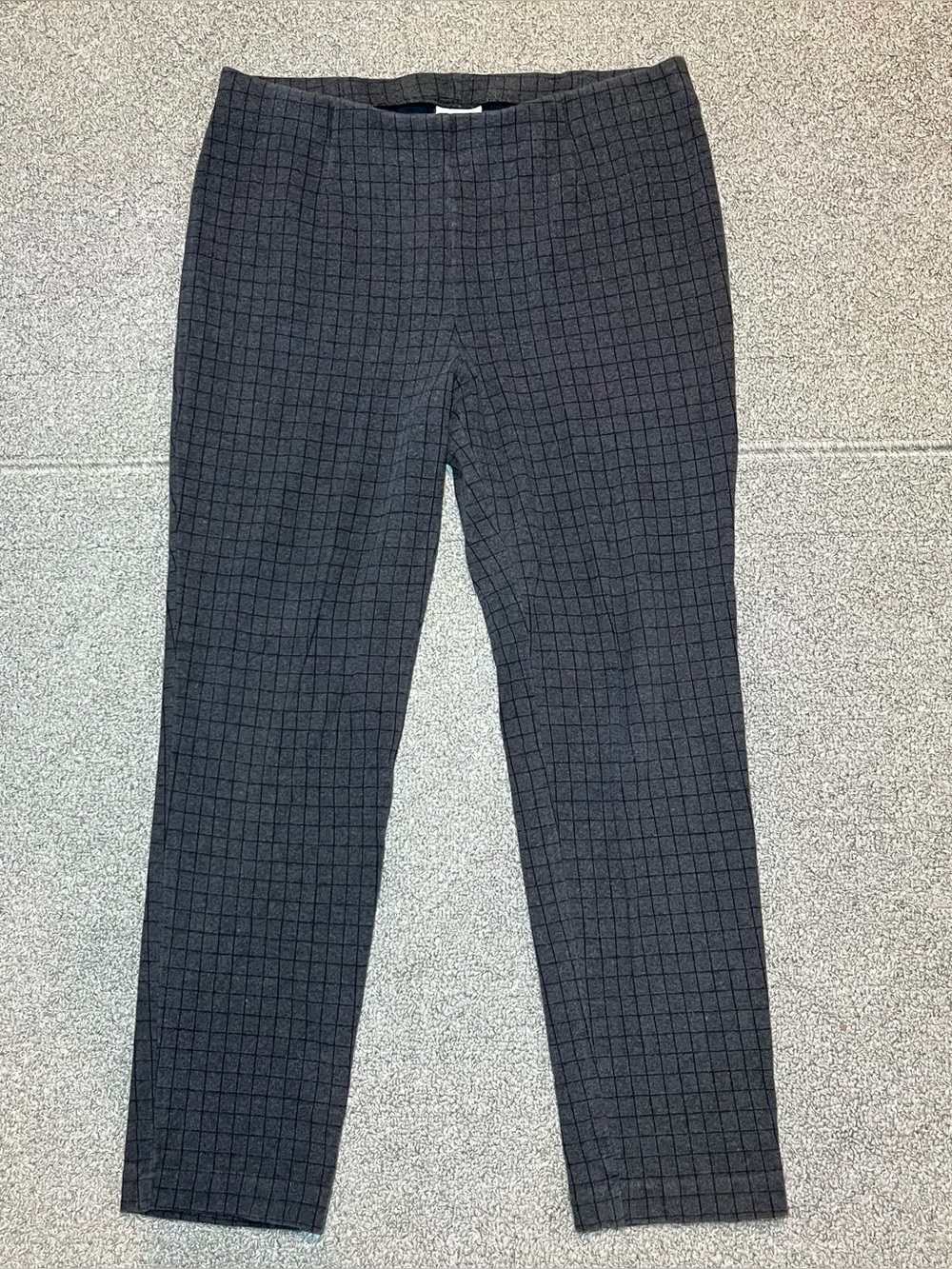J. Jill Ponte Slim Leg Knit Pull On Plaid Pants Womens Size Large Gray Preppy